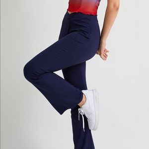 Navy blue crossover waist flare pants